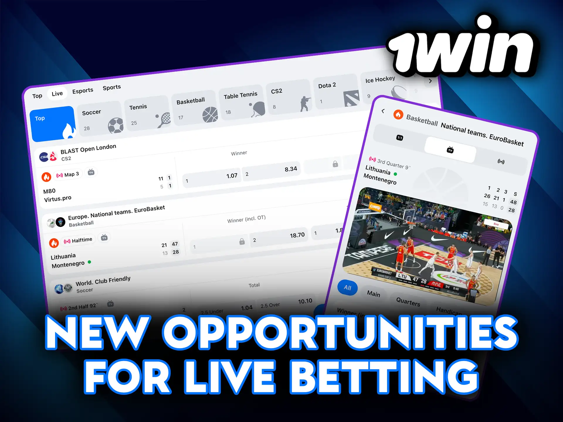 New opportunities for live betting at 1Win.